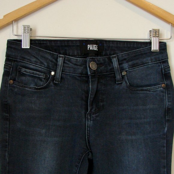 PAIGE Verdugo Ankle Skinny Jeans Distressed Kaleea Dark Wash Stretch Raw Hem 25 - Picture 4 of 16